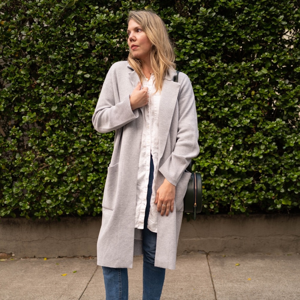 J.Crew Ella light gray sweater coat jacket S
